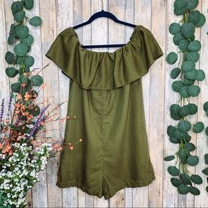 Zara Army Green OTS Romper/Jumpsuit